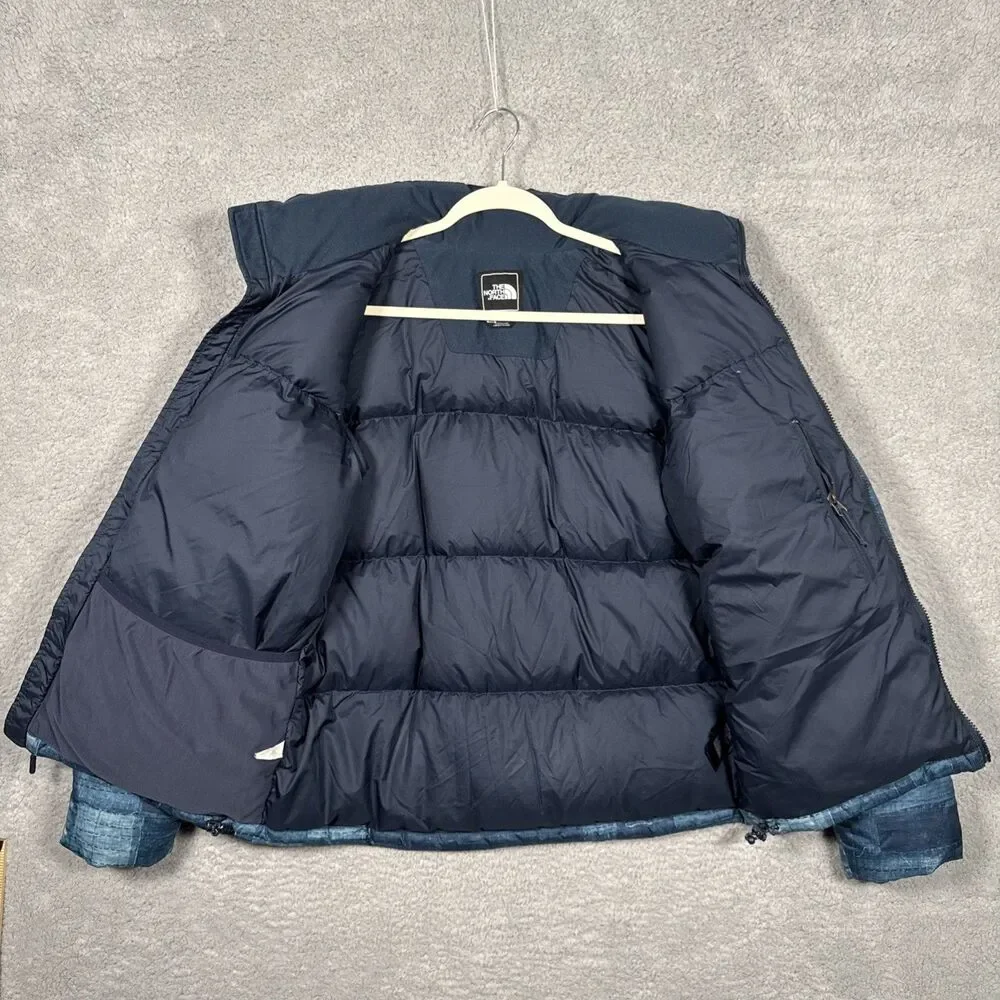 North Face Men's Novelty Nuptse Jacket -  Down Lining Medium Denim Pattern